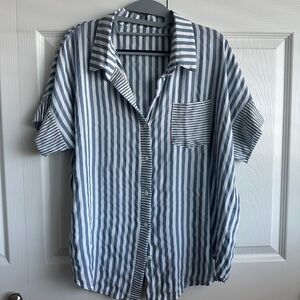 SHEIN Blue and White Striped Blouse